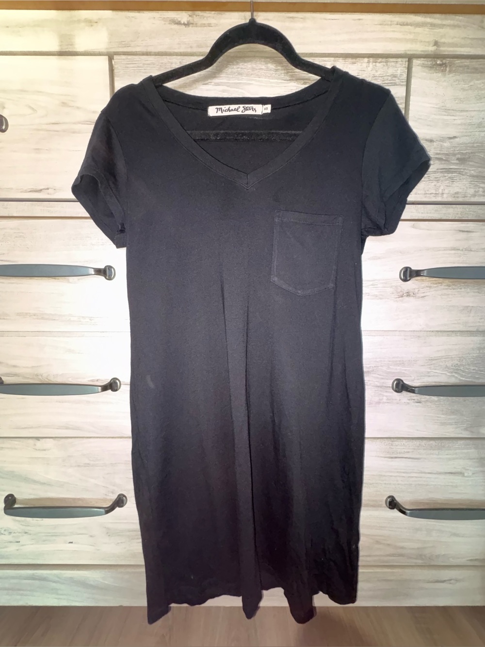 Michael Stars Black V-Neck T-Shirt Dress